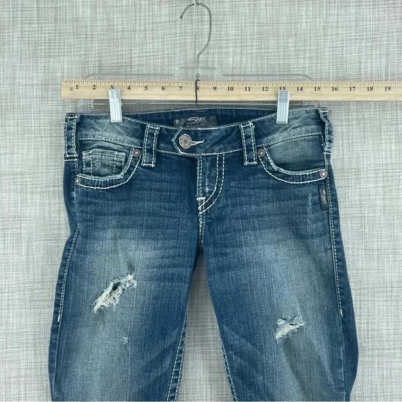 Silver Jeans Tuesday 27x33 womens Distressed blue 3457 - Picture 2 of 11